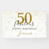 50 en Fabulous Birthday Elegant Gold en Black Spandoek (Horizontaal)