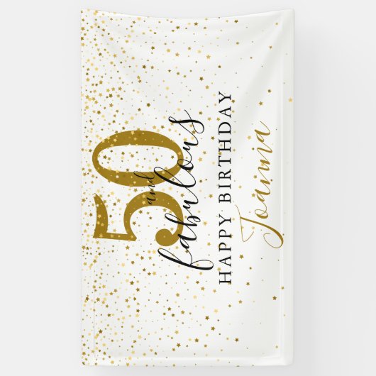 50 en Fabulous Birthday Elegant Gold en Black Spandoek (Verticaal)