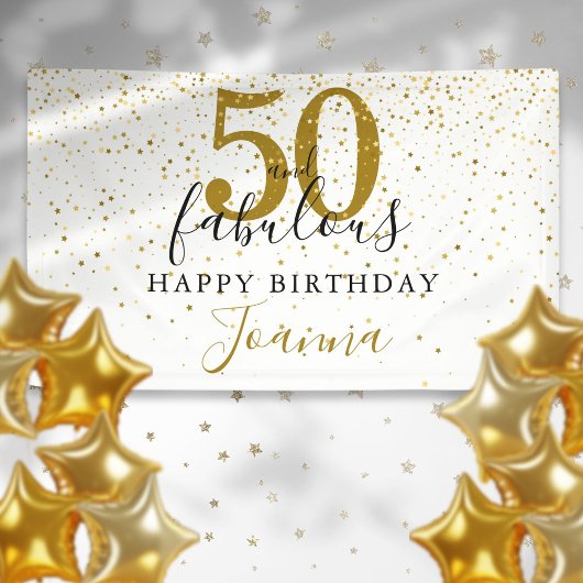 50 en Fabulous Birthday Elegant Gold en Black Spandoek
