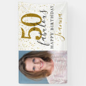 50 en Fabulous Birthday Elegant Gold Photo Spandoek (Verticaal)