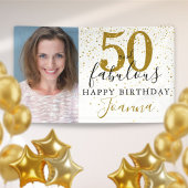 50 en Fabulous Birthday Elegant Gold Photo Spandoek