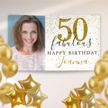 50 en Fabulous Birthday Elegant Gold Photo