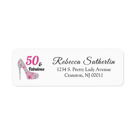 50 en Fabulous Birthday Etiket (Voorkant)