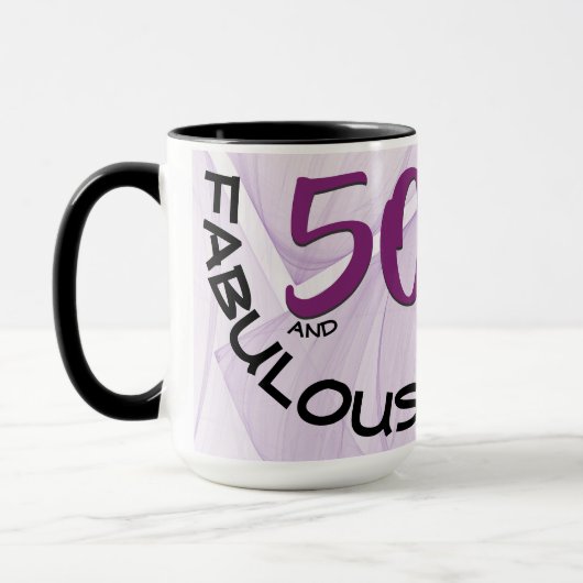 50 en Fabulous Birthday | Geometrisch Paars Mok (Links)
