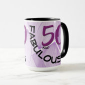 50 en Fabulous Birthday | Geometrisch Paars Mok (Voorkant rechts)