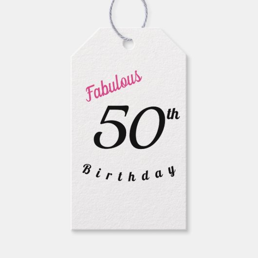 50 en Fabulous Birthday Gift Labels Cadeaulabel (Voorkant)