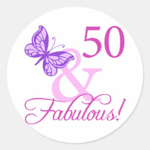 50 en Fabulous Birthday Gifts (plum) Ronde Sticker