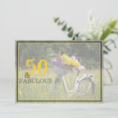 50 en Fabulous Birthday  Girly Flowers Kaart (Staand voorkant)