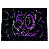 50 en Fabulous Birthday Glam Black Paars Elegant Groot Cadeauzakje (Voorkant)