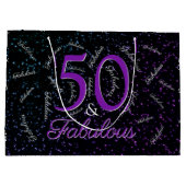 50 en Fabulous Birthday Glam Black Paars Elegant Groot Cadeauzakje (Achterkant)
