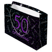 50 en Fabulous Birthday Glam Black Paars Elegant Groot Cadeauzakje (Achterkant Gekanteld)