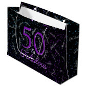 50 en Fabulous Birthday Glam Black Paars Elegant Groot Cadeauzakje (Voorkant Gekanteld)