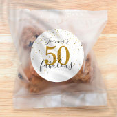 50 en Fabulous Birthday Gold en Black Script Ronde Sticker