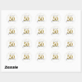 50 en Fabulous Birthday Gold en Black Script Ronde Sticker (Vel)