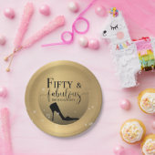 50 en Fabulous Birthday Gold en Black Shoe Papieren Bordje (Feest)