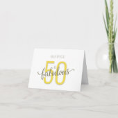 50 en Fabulous Birthday Gold Typografie Kaart (Voorkant)