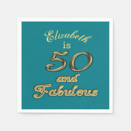 50 en Fabulous Birthday Gold Voeg de naam Blauwgro Servet