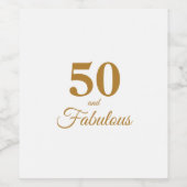 50 en Fabulous Birthday Gold Wine Label Wijn Etiket (Enkel label)
