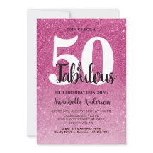 50 en Fabulous Birthday Hot Pink Sparkle Tinsel
