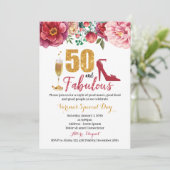 50. en Fabulous Birthday Invitation for Women Kaart (Staand voorkant)