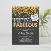 50 en Fabulous Birthday Invitation Gold Kaart (Staand voorkant)