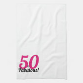 50 en Fabulous Birthday Kitchen Towel Theedoek (Verticaal)