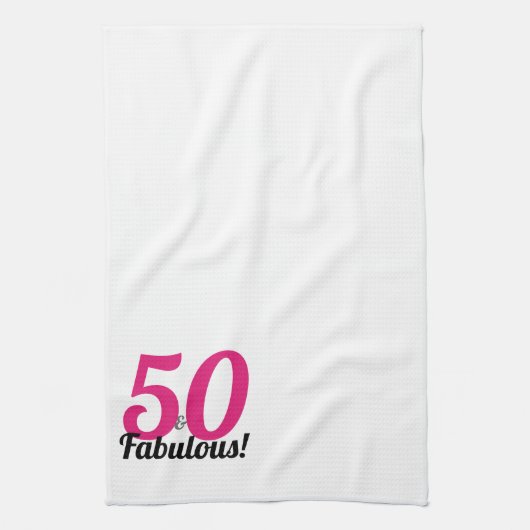 50 en Fabulous Birthday Kitchen Towel Theedoek (Verticaal)