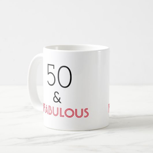 50 en Fabulous Birthday Koffiemok (Voorkant links)