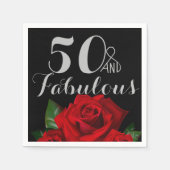 50 en Fabulous Birthday met rode rozen Servetten (Voorkant)