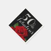 50 en Fabulous Birthday met rode rozen Servetten (Hoek)