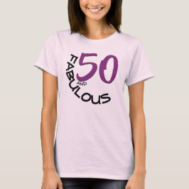 50 en FABULOUS Birthday Paars & Black Typografie T-shirt