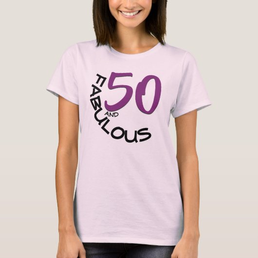 50 en FABULOUS Birthday Paars & Black Typografie T-shirt (Voorkant)