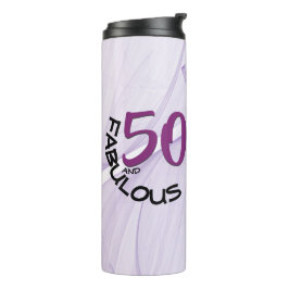 50 en Fabulous Birthday Paars & Black Typografie Thermosbeker
