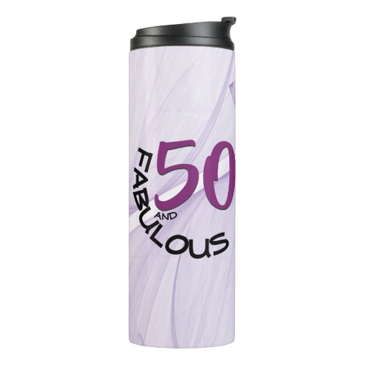 50 en Fabulous Birthday Paars & Black Typografie Thermosbeker (Gedraaid links)