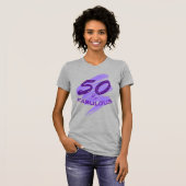 50 en FABULOUS Birthday Paars Glitter Typografie T-shirt (Voorkant volledig)