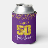 50 en fabulous birthday paarse gouden glitter stip blikjeskoeler (Blikje Voorkant)