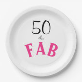 50 en Fabulous Birthday Papieren Bordje (Voorkant)