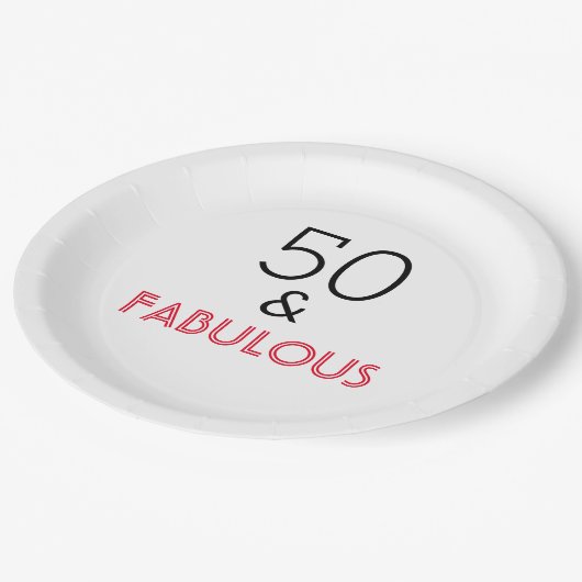 50 en Fabulous Birthday Papieren Bordje (Gekanteld)