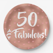 50 en Fabulous Birthday Papieren Bordje (Voorkant)