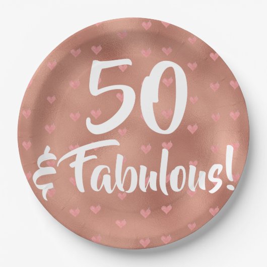 50 en Fabulous Birthday Papieren Bordje (Voorkant)