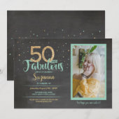 50 en Fabulous Birthday Party 50th Gold Photo Kaart (Voorkant / Achterkant)