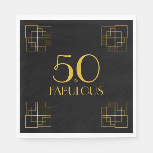 50 en Fabulous Birthday Party Art Deco-stijl Servet (Voorkant)