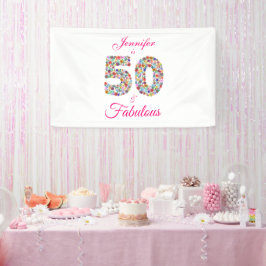 50 en Fabulous Birthday Party Banner