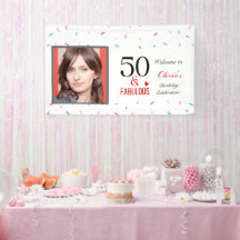 50 en Fabulous Birthday Party Banner