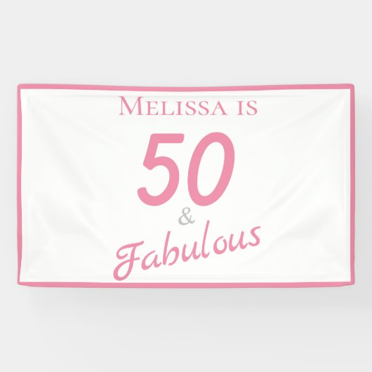 50 en Fabulous Birthday Party Banner (Horizontaal)