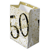 50 en Fabulous Birthday Party Black/Gold Fun Medium Cadeauzakje (Voorkant Gekanteld)