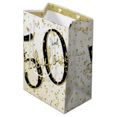 50 en Fabulous Birthday Party Black/Gold Fun Medium Cadeauzakje (Achterkant Gekanteld)