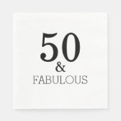 50 en Fabulous Birthday Party Black White 2022 Servet (Voorkant)