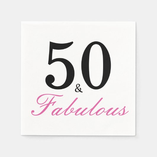 50. en Fabulous Birthday Party Napkin Servet (Voorkant)