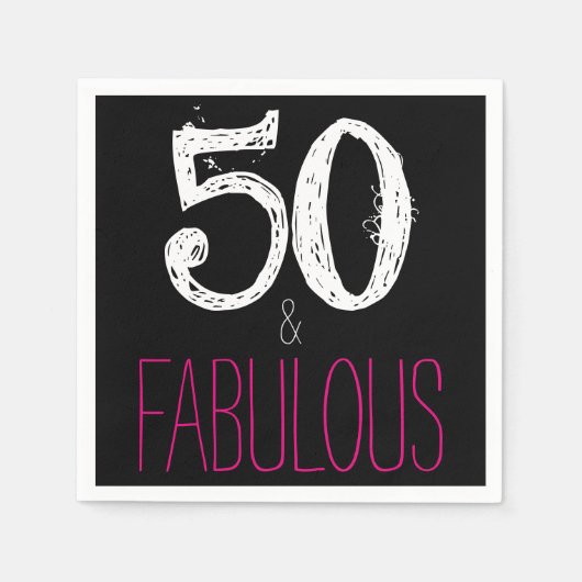 50 en Fabulous Birthday Party Paper Napkins Servetten (Voorkant)